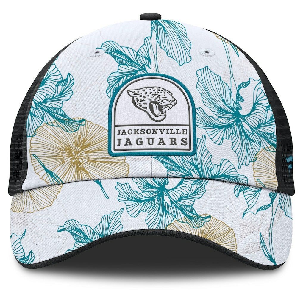Jacksonville Jaguars Tropical Adjustable Trucker Hat - White/Black Hats