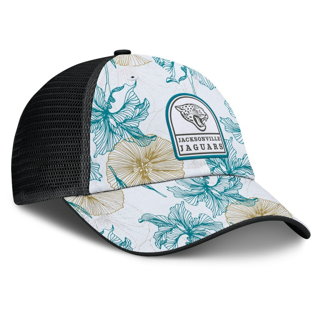 Jacksonville Jaguars Tropical Adjustable Trucker Hat - White/Black Hats