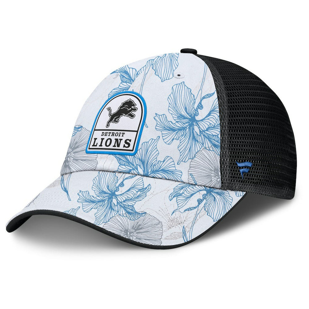 Detroit Lions Tropical Adjustable Trucker Hat - White/Black Hats