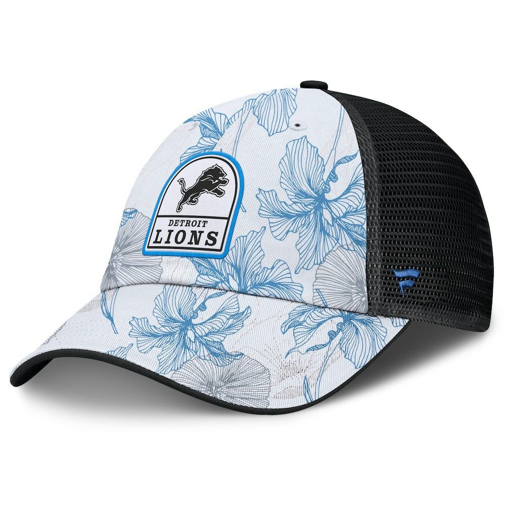 Detroit Lions Tropical Adjustable Trucker Hat - White/Black Hats