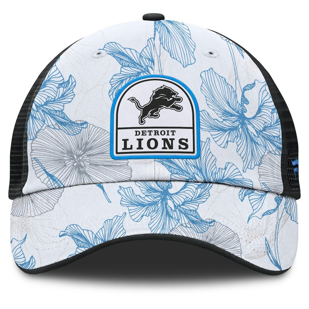 Detroit Lions Tropical Adjustable Trucker Hat - White/Black Hats