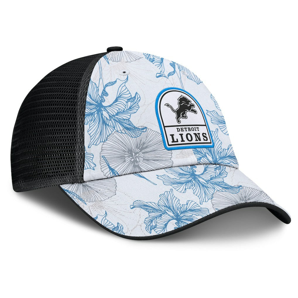 Detroit Lions Tropical Adjustable Trucker Hat - White/Black Hats