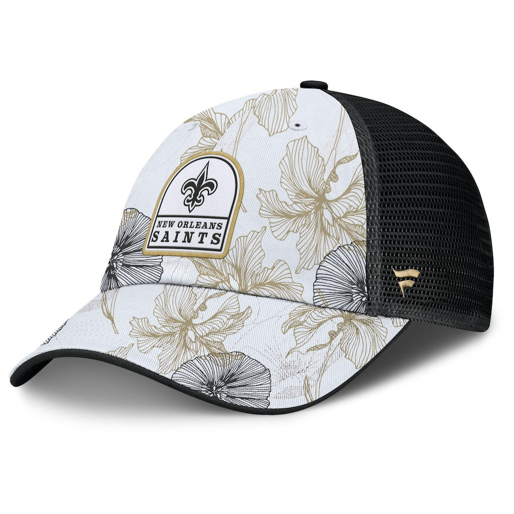 New Orleans Saints Tropical Adjustable Trucker Hat - White/Black Hats