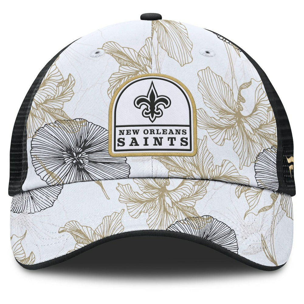 New Orleans Saints Tropical Adjustable Trucker Hat - White/Black Hats