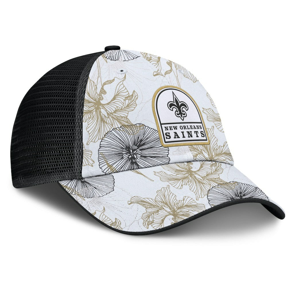 New Orleans Saints Tropical Adjustable Trucker Hat - White/Black Hats