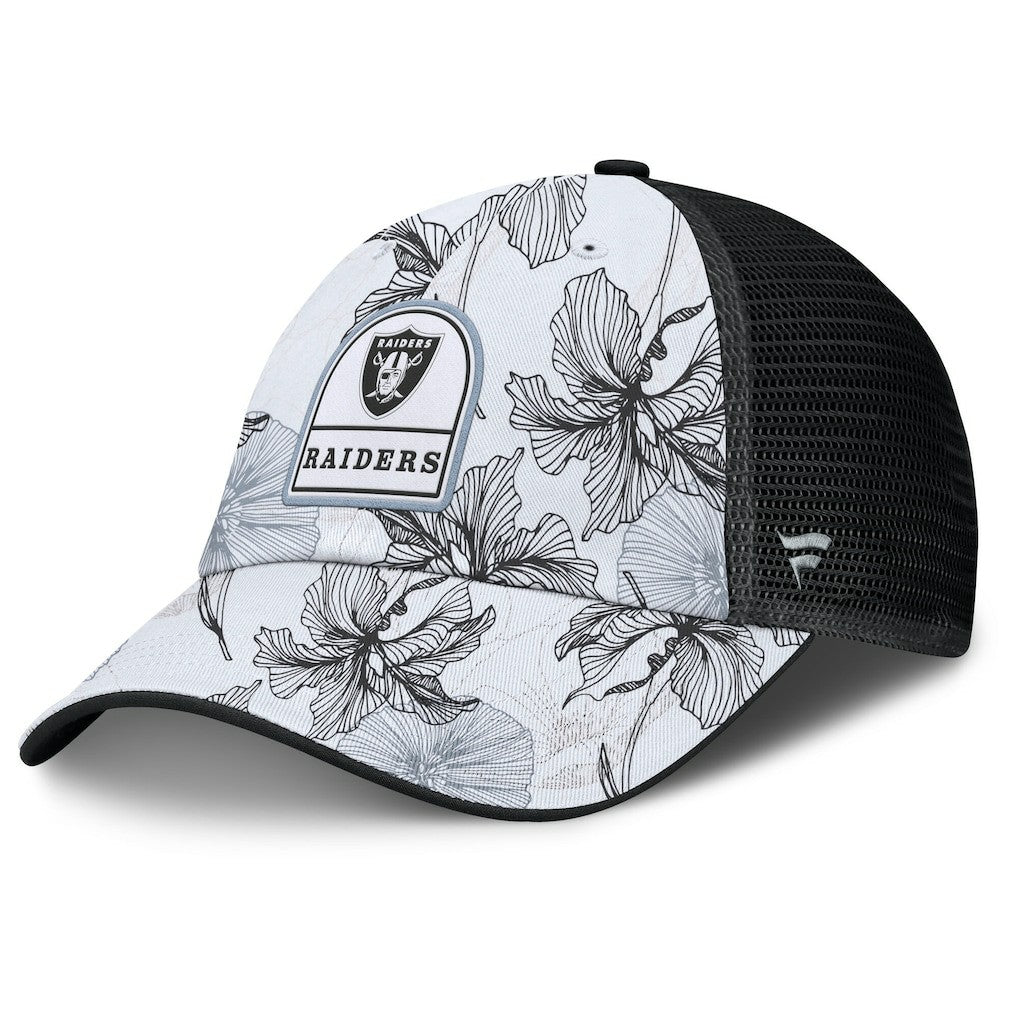 Las Vegas Raiders Tropical Adjustable Trucker Hat - White/Black Hats