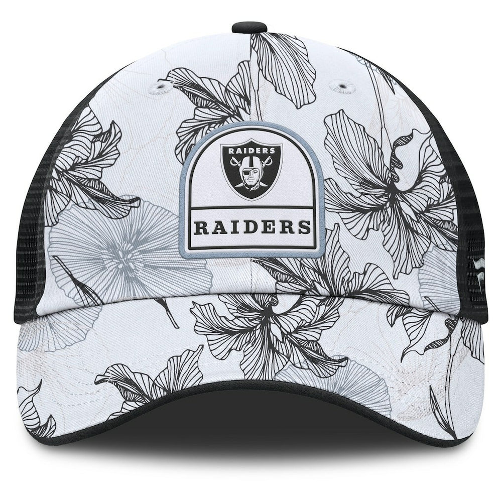Las Vegas Raiders Tropical Adjustable Trucker Hat - White/Black Hats