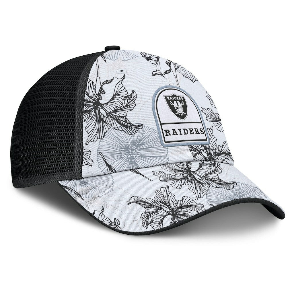 Las Vegas Raiders Tropical Adjustable Trucker Hat - White/Black Hats