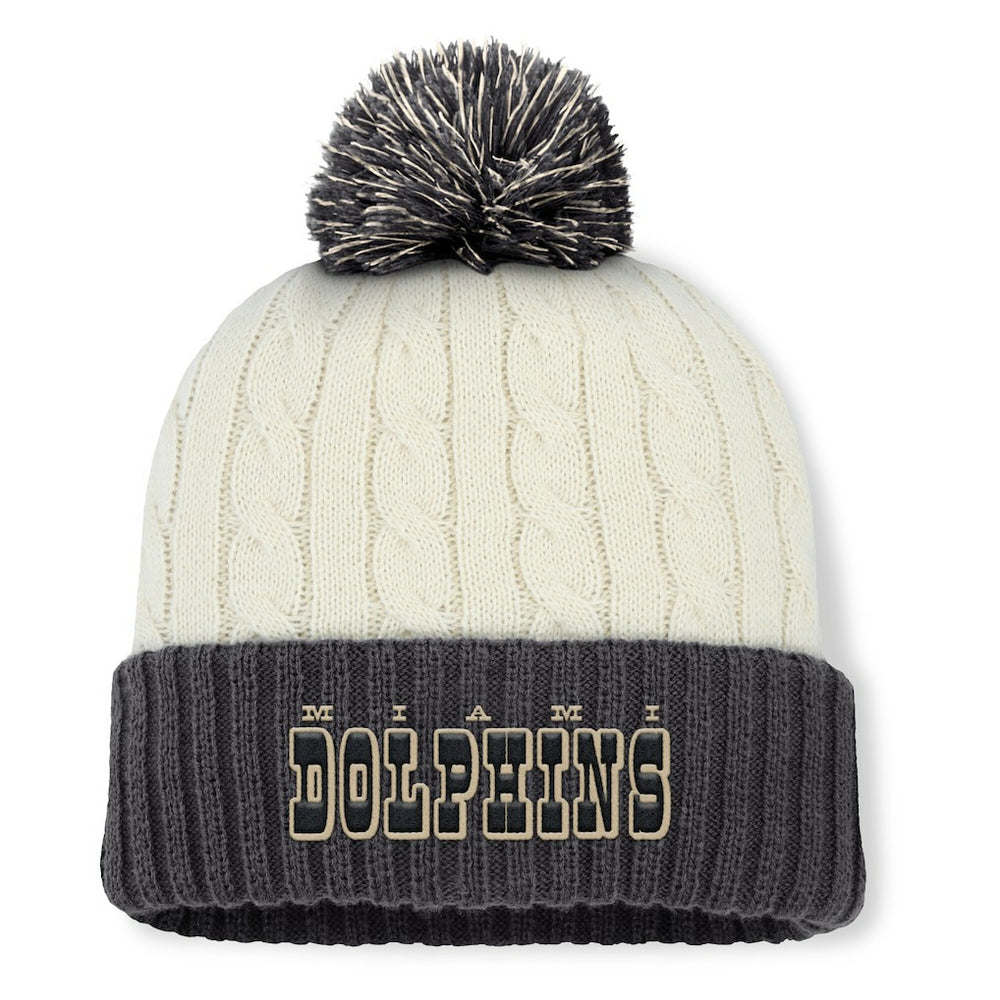 Miami Dolphins Women's Coaxial Cuffed Knit Hat with Pom - Cream Hats