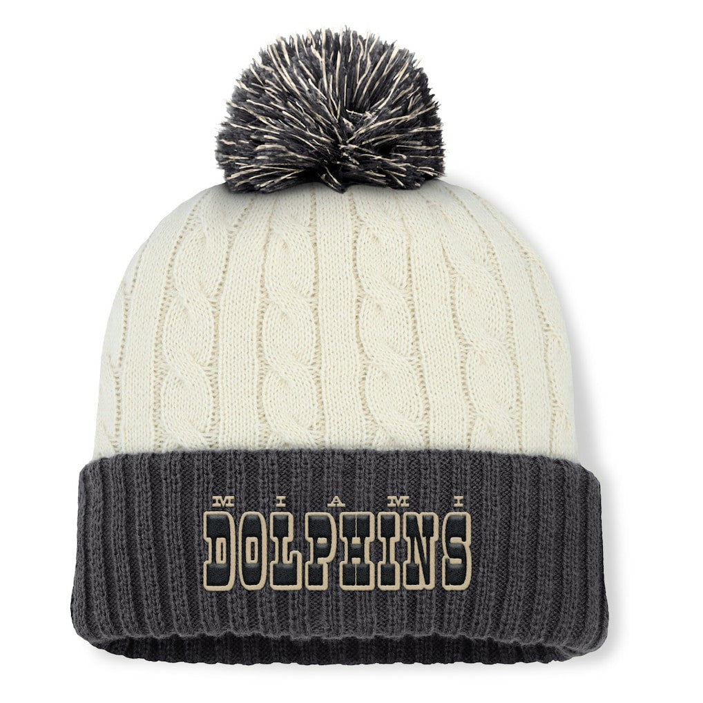 Miami Dolphins Women's Coaxial Cuffed Knit Hat with Pom - Cream Hats