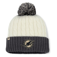 Miami Dolphins Women's Coaxial Cuffed Knit Hat with Pom - Cream Hats