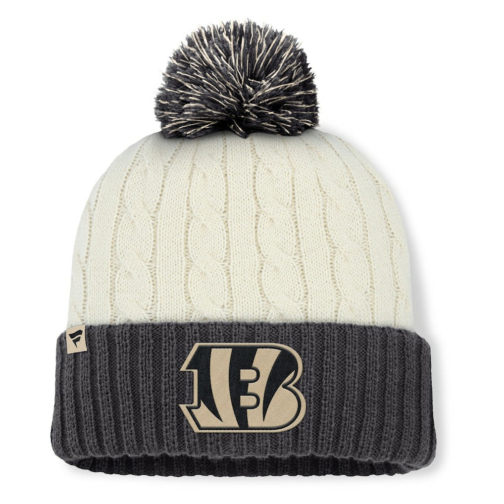 Cincinnati Bengals Women's Coaxial Cuffed Knit Hat with Pom - Cream Hats