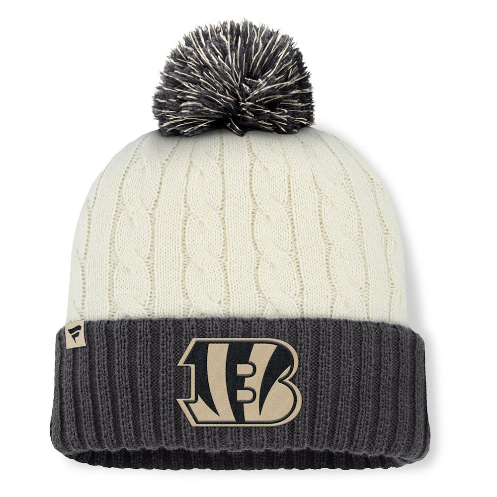 Cincinnati Bengals Women's Coaxial Cuffed Knit Hat with Pom - Cream Hats