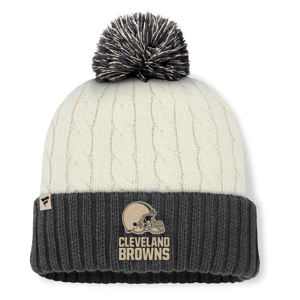 Cleveland Browns Women's Coaxial Cuffed Knit Hat with Pom - Cream Hats