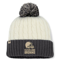 Cleveland Browns Women's Coaxial Cuffed Knit Hat with Pom - Cream Hats