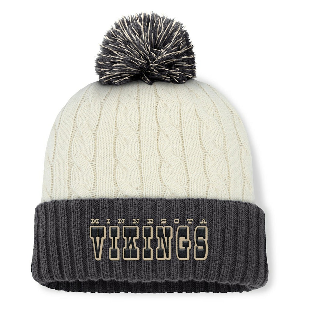 Minnesota Vikings Women's Coaxial Cuffed Knit Hat with Pom - Cream Hats
