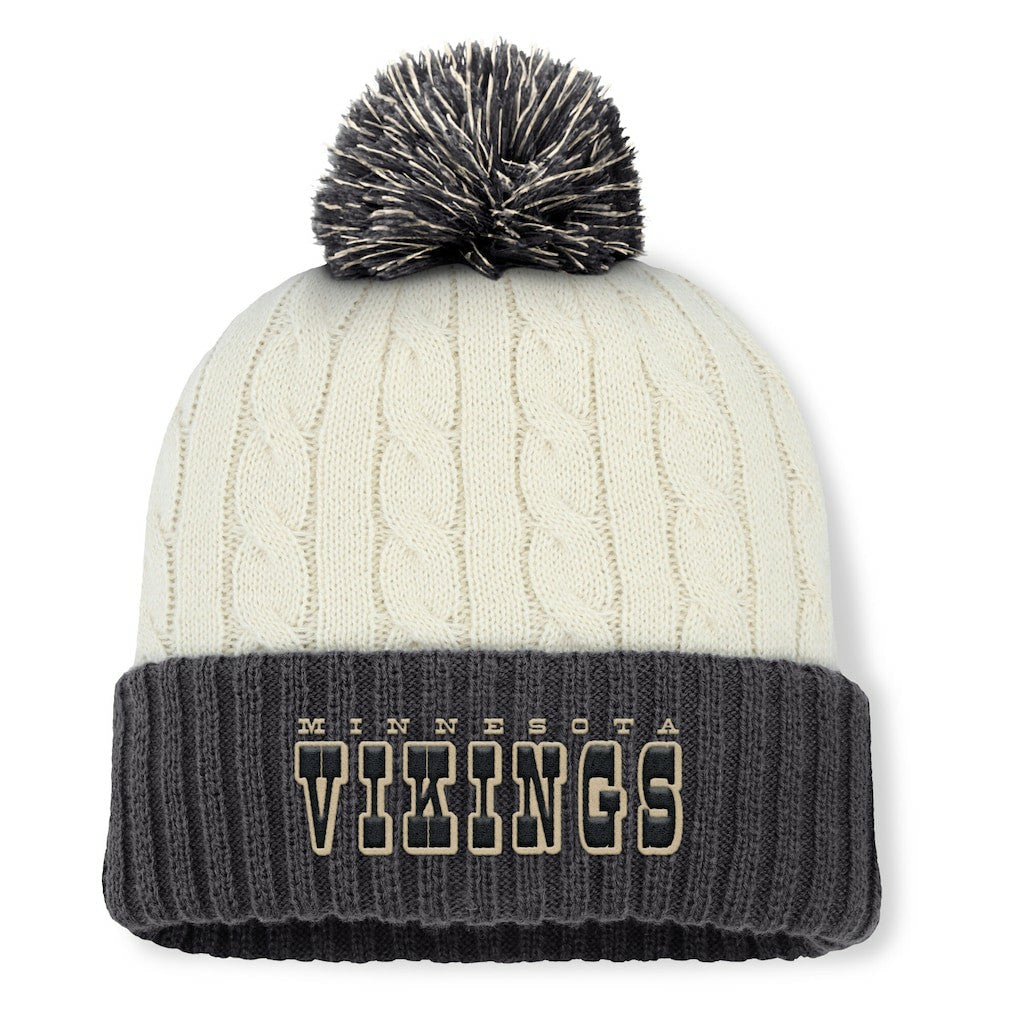 Minnesota Vikings Women's Coaxial Cuffed Knit Hat with Pom - Cream Hats