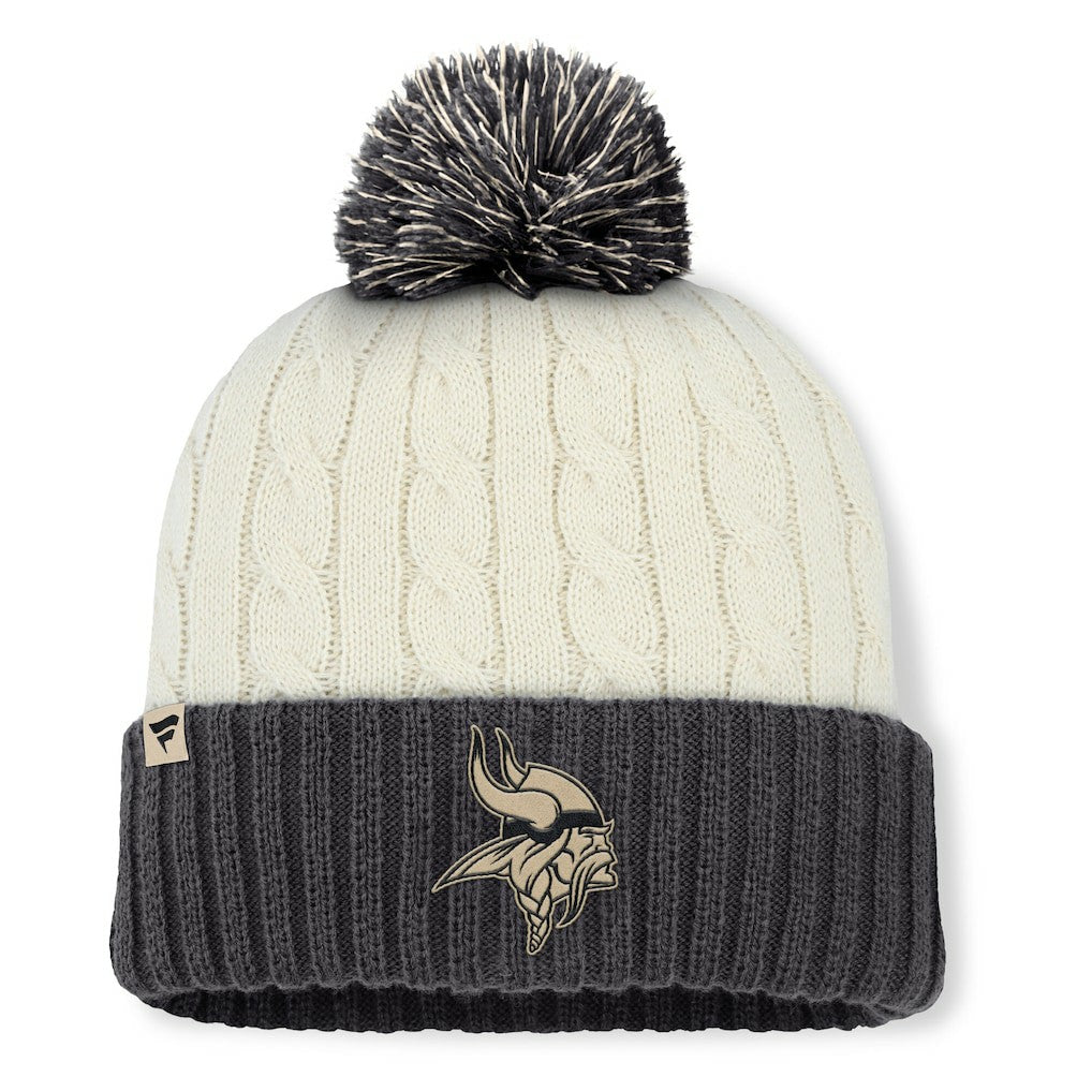 Minnesota Vikings Women's Coaxial Cuffed Knit Hat with Pom - Cream Hats