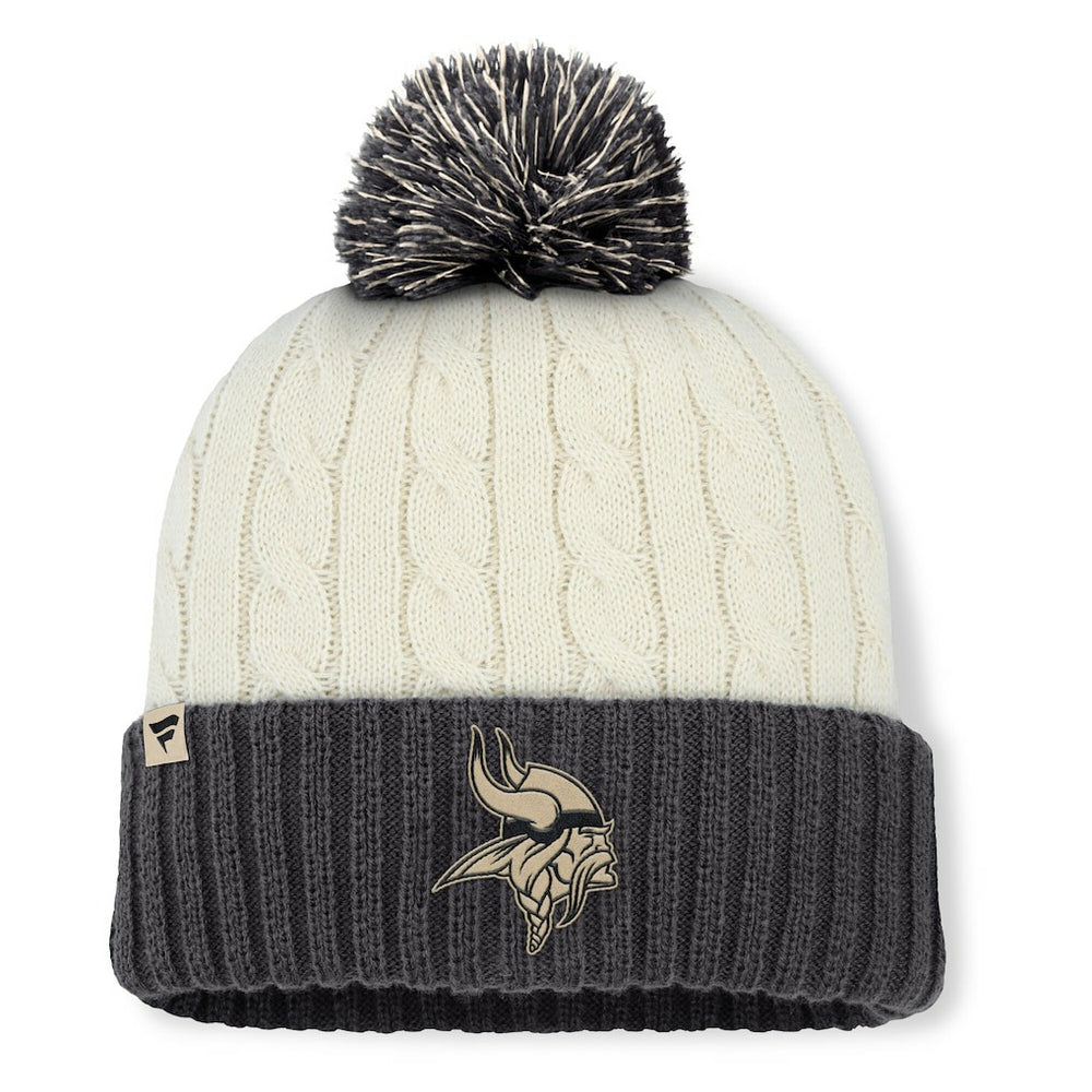 Minnesota Vikings Women's Coaxial Cuffed Knit Hat with Pom - Cream Hats
