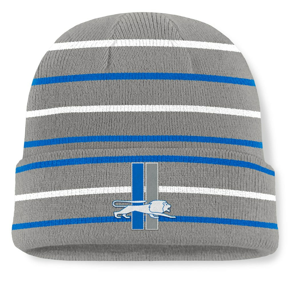 Detroit Lions Throwback Yard Lines Cuffed Knit Hat - Gray Hats
