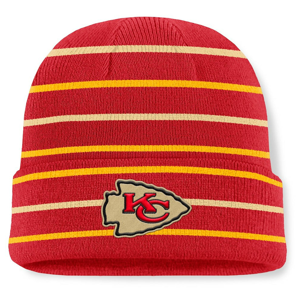 Kansas City Chiefs Throwback Yard Lines Cuffed Knit Hat - Red Hats