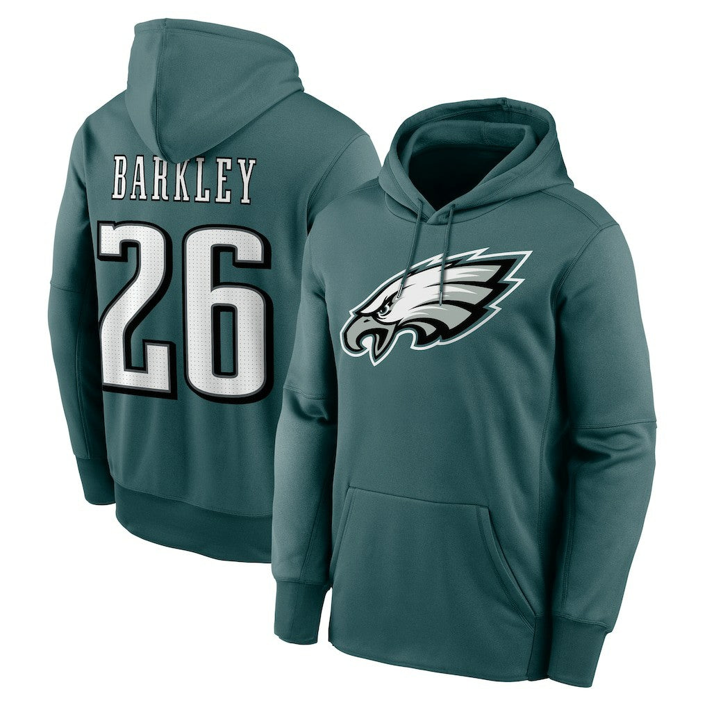 Saquon Barkley Philadelphia Eagles Player Name & Number Therma Hoodie - Midnight Green Hoodies