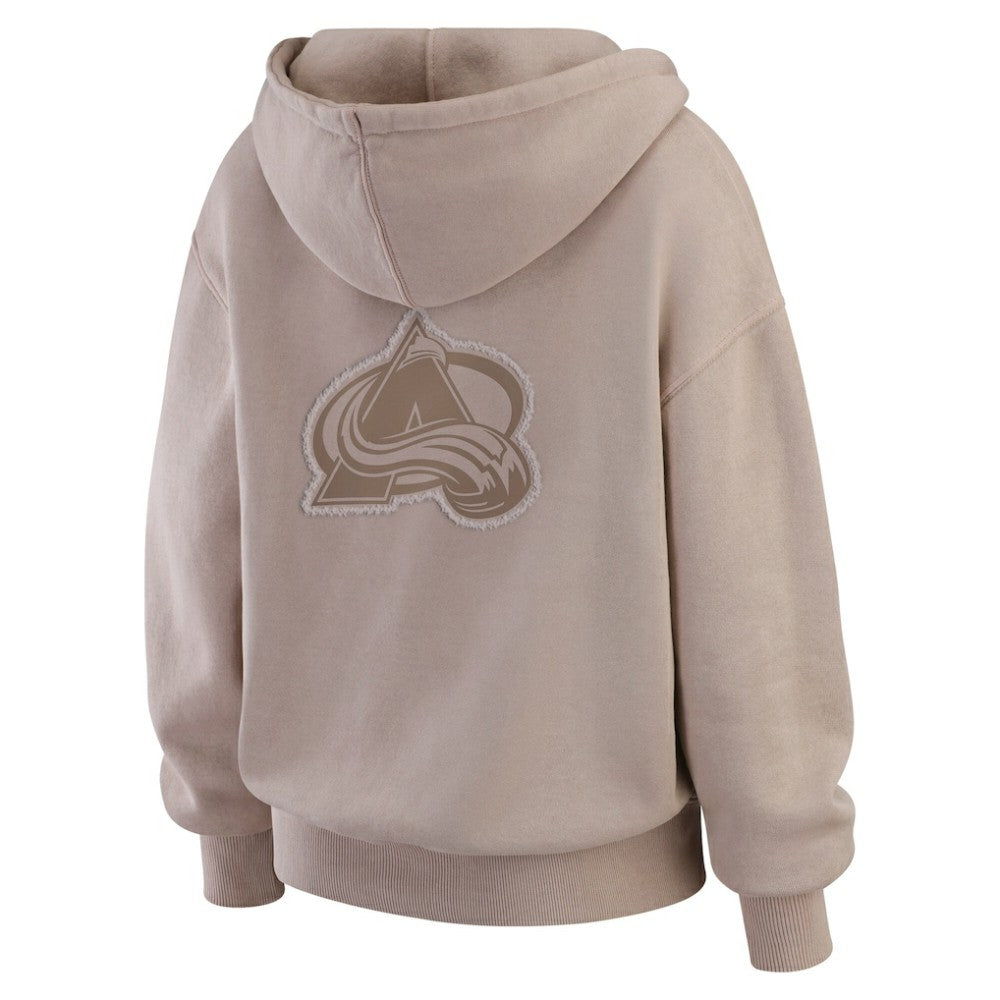 Colorado Avalanche WEAR by Erin Andrews Women's Washed Pullover Crewdie - Tan | US 202830773