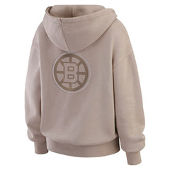 Boston Bruins WEAR by Erin Andrews Women's Washed Pullover Crewdie - Tan | US 202830774