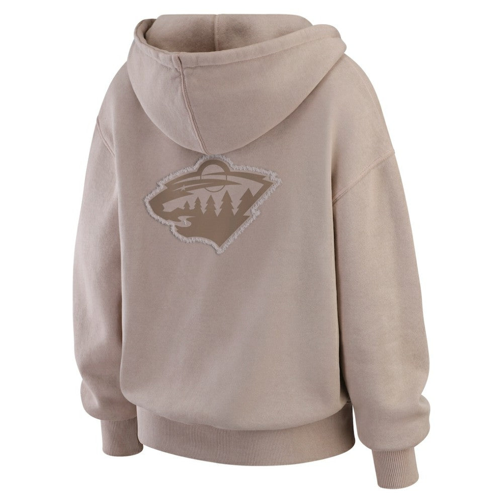 Minnesota Wild WEAR by Erin Andrews Women's Washed Pullover Crewdie - Tan | US 202830776