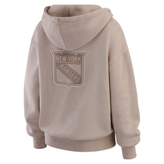 New York Rangers WEAR by Erin Andrews Women's Washed Pullover Crewdie - Tan | US 202830777