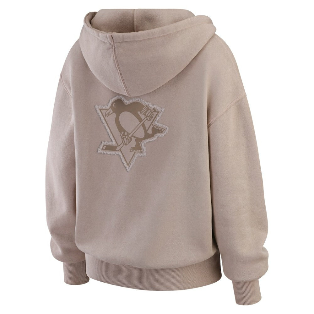 Pittsburgh Penguins WEAR by Erin Andrews Women's Washed Pullover Crewdie - Tan | US 202830778