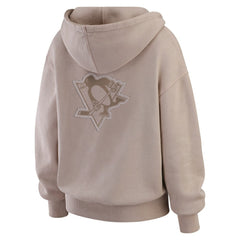 Pittsburgh Penguins WEAR by Erin Andrews Women's Washed Pullover Crewdie - Tan | US 202830778