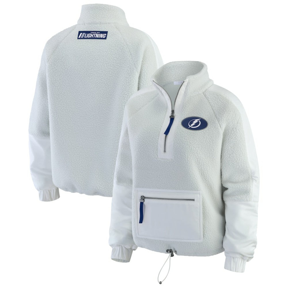 Tampa Bay Lightning WEAR by Erin Andrews Women's Polar Fleece Quarter-Zip Jacket - Gray | US 202830782