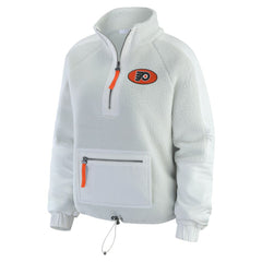 Philadelphia Flyers WEAR by Erin Andrews Women's Polar Fleece Quarter-Zip Jacket - Gray | US 202830791