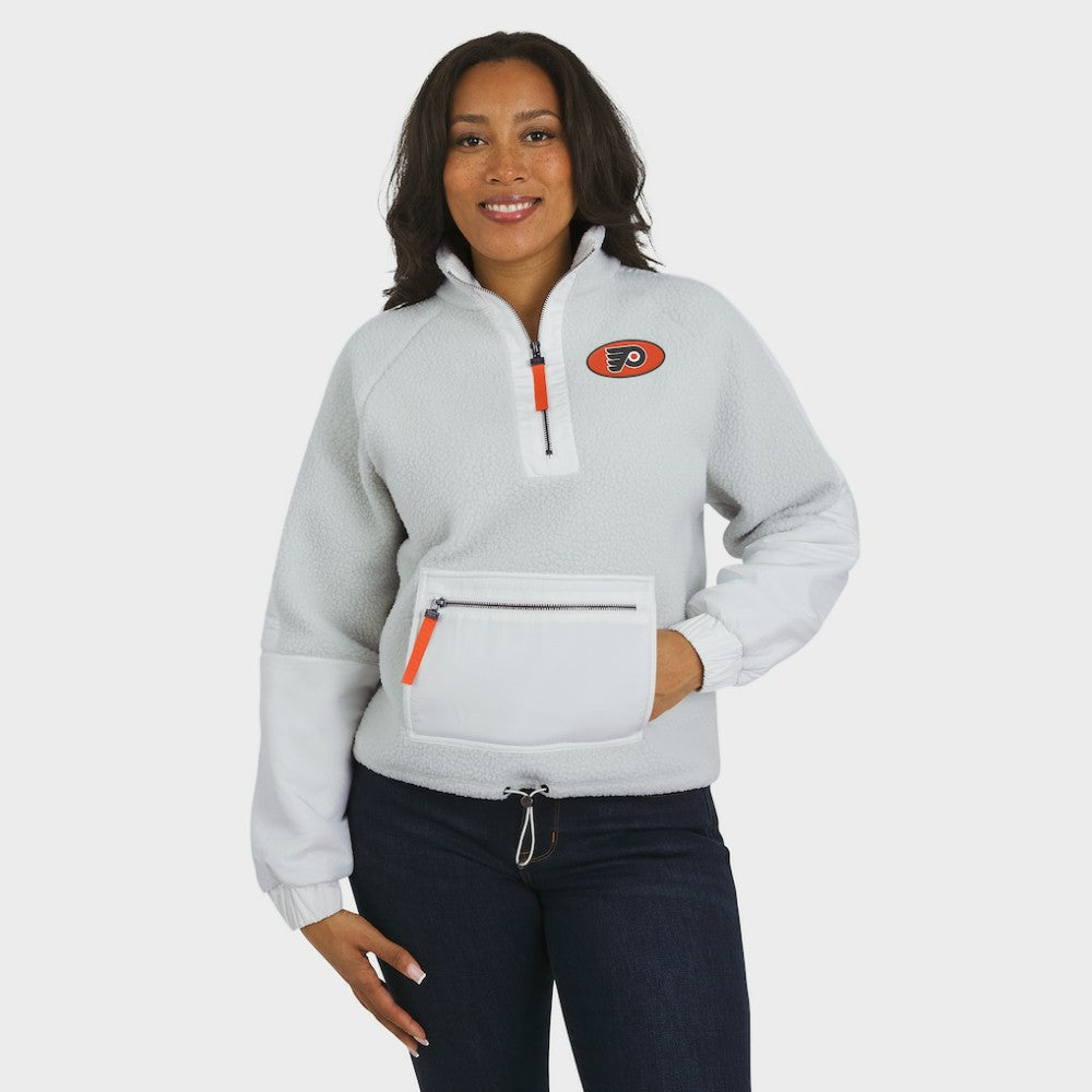 Philadelphia Flyers WEAR by Erin Andrews Women's Polar Fleece Quarter-Zip Jacket - Gray | US 202830791