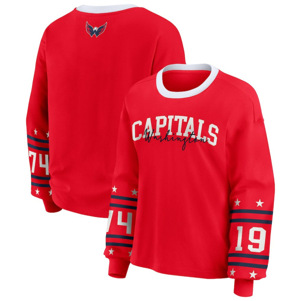 Washington Capitals WEAR by Erin Andrews Women's Long-Sleeve Sport T-Shirt - Red | US 202830805