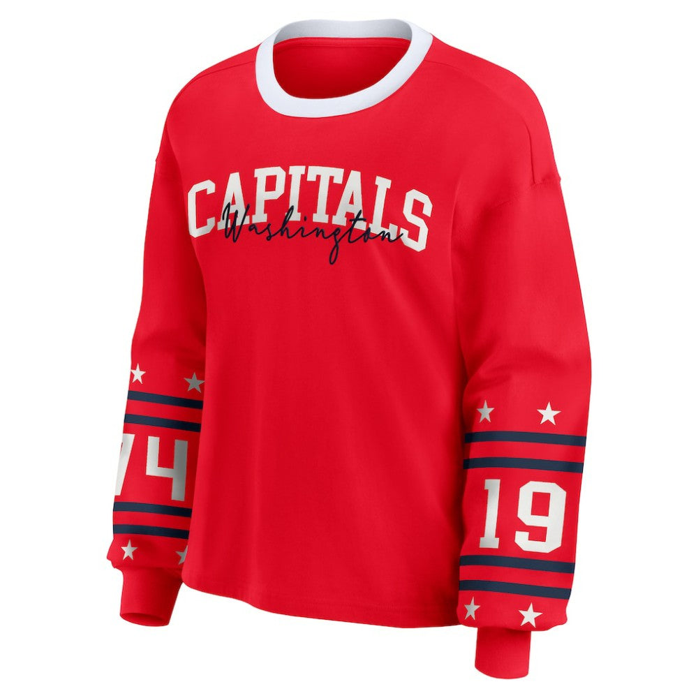 Washington Capitals WEAR by Erin Andrews Women's Long-Sleeve Sport T-Shirt - Red | US 202830805