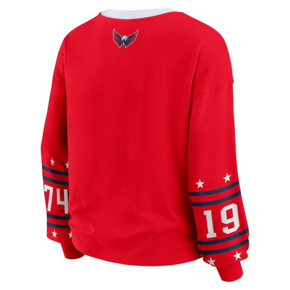Washington Capitals WEAR by Erin Andrews Women's Long-Sleeve Sport T-Shirt - Red | US 202830805