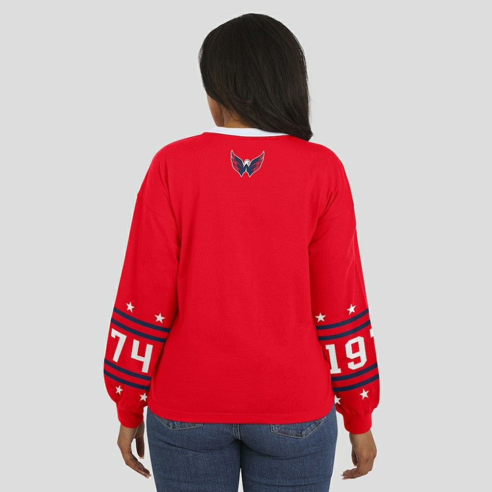 Washington Capitals WEAR by Erin Andrews Women's Long-Sleeve Sport T-Shirt - Red | US 202830805