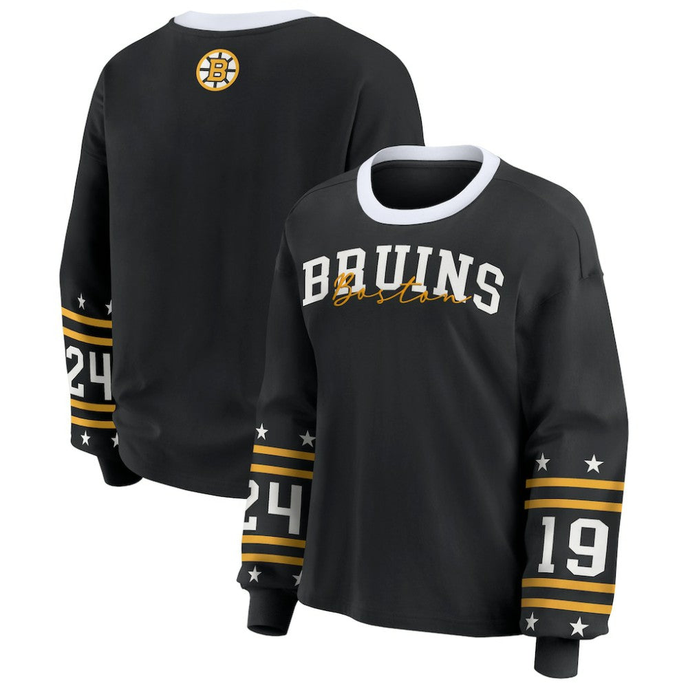 Boston Bruins WEAR by Erin Andrews Women's Long-Sleeve Sport T-Shirt - Black | US 202830808