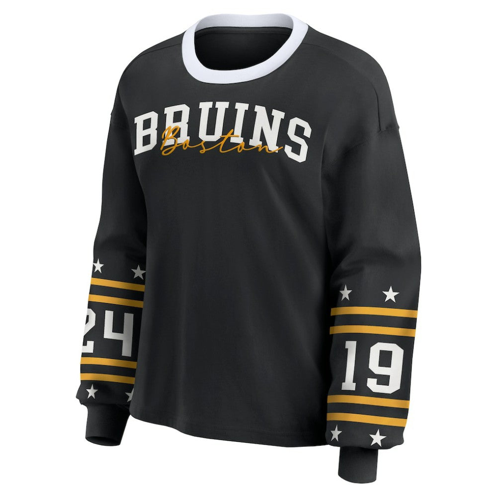 Boston Bruins WEAR by Erin Andrews Women's Long-Sleeve Sport T-Shirt - Black | US 202830808