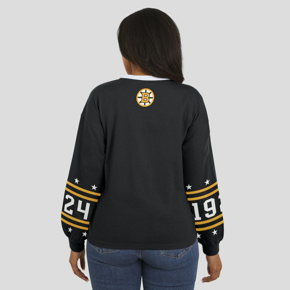 Boston Bruins WEAR by Erin Andrews Women's Long-Sleeve Sport T-Shirt - Black | US 202830808