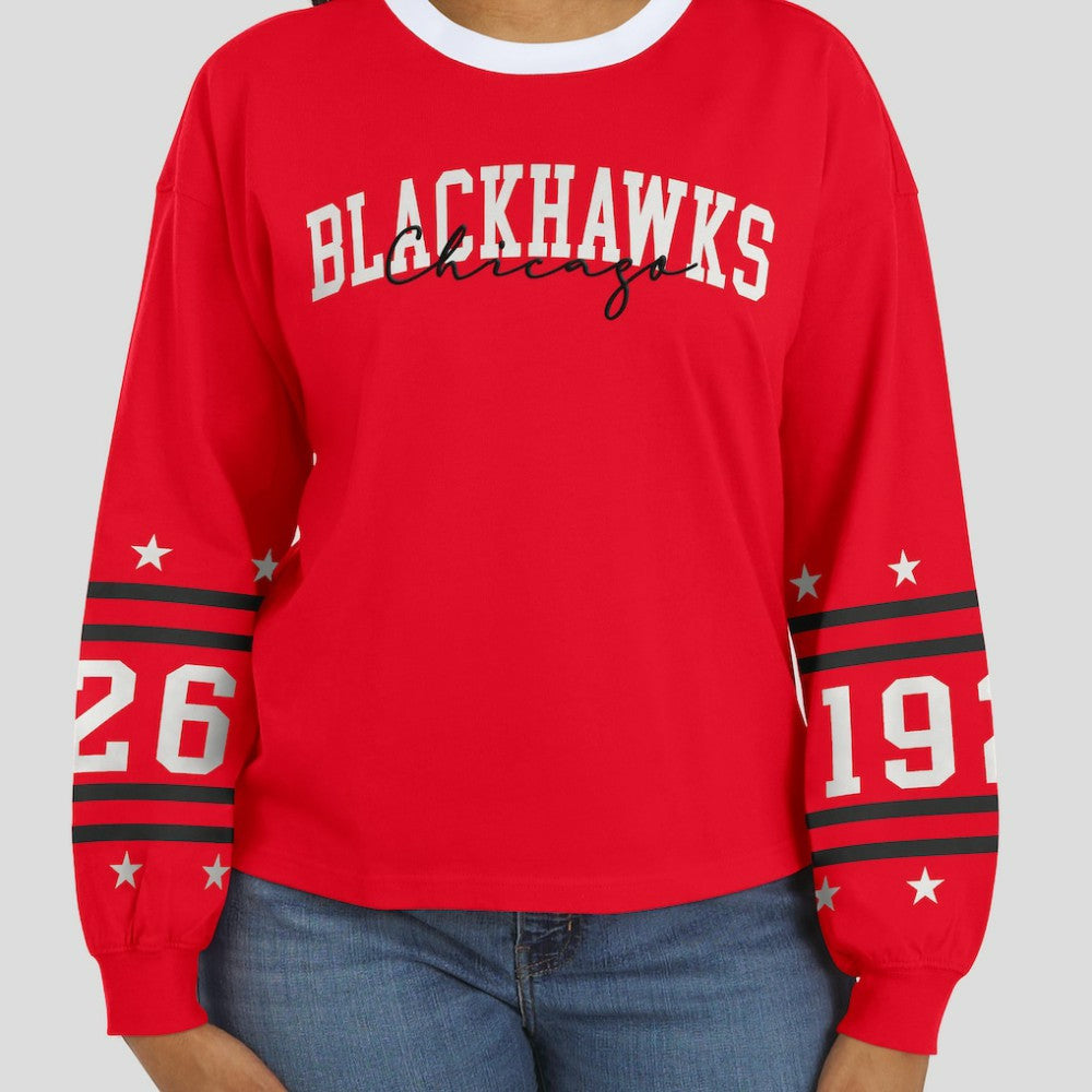 Chicago Blackhawks WEAR by Erin Andrews Women's Long-Sleeve Sport T-Shirt - Red | US 202830809