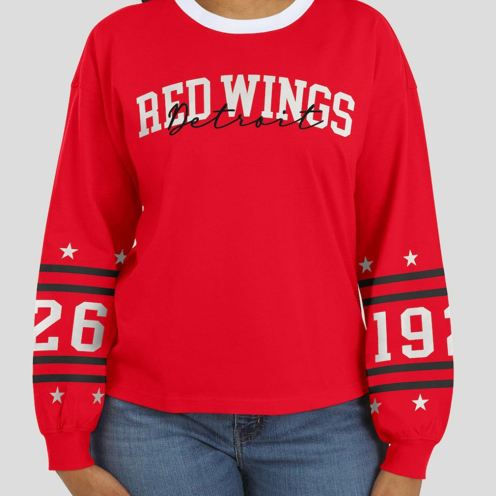 Detroit Red Wings WEAR by Erin Andrews Women's Long-Sleeve Sport T-Shirt - Red | US 202830810