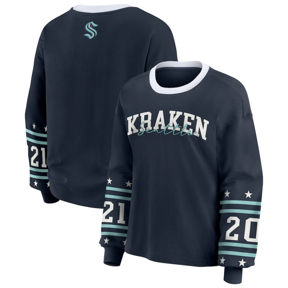 Seattle Kraken WEAR by Erin Andrews Women's Long-Sleeve Sport T-Shirt - Deep Sea Blue | US 202830813