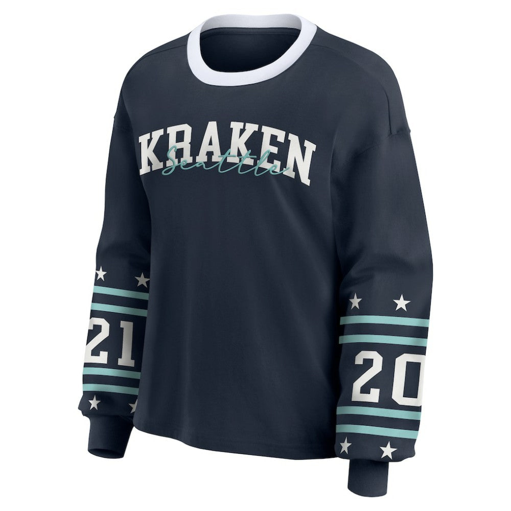 Seattle Kraken WEAR by Erin Andrews Women's Long-Sleeve Sport T-Shirt - Deep Sea Blue | US 202830813