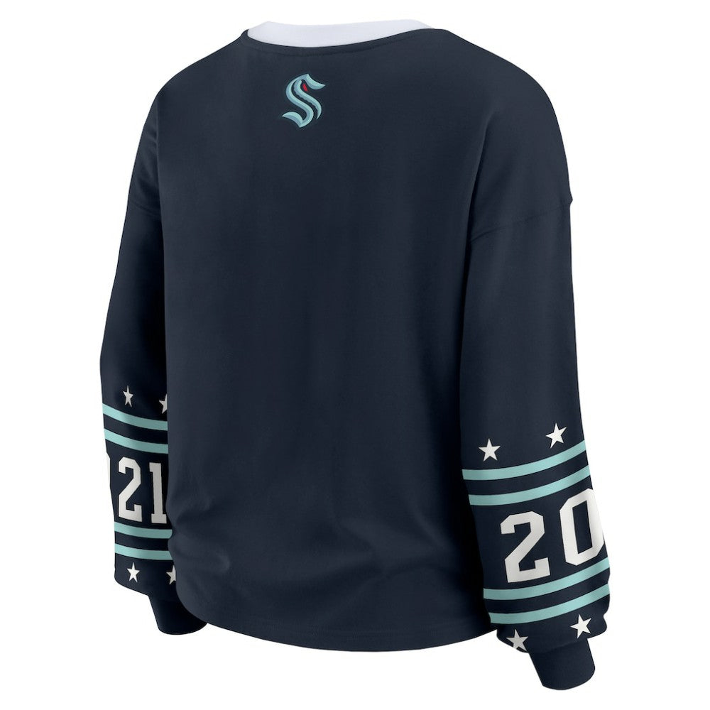Seattle Kraken WEAR by Erin Andrews Women's Long-Sleeve Sport T-Shirt - Deep Sea Blue | US 202830813