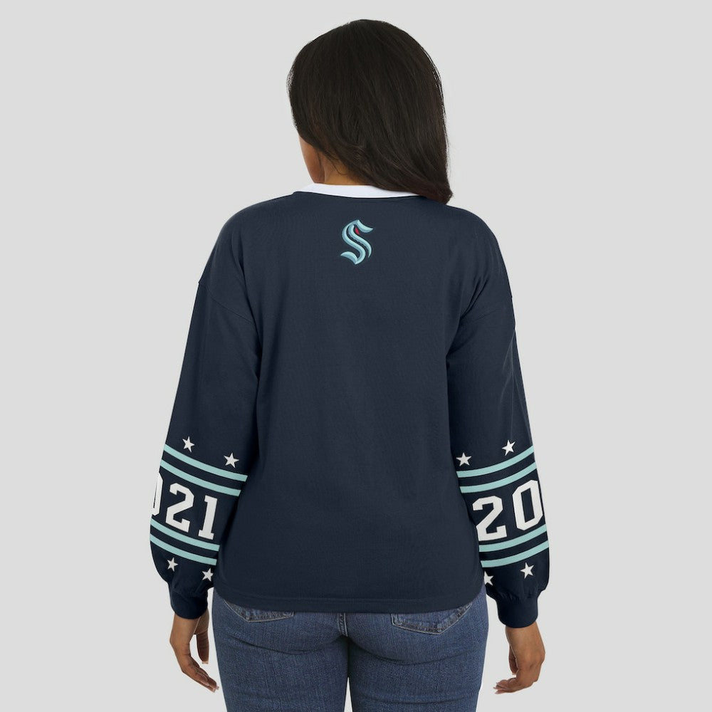 Seattle Kraken WEAR by Erin Andrews Women's Long-Sleeve Sport T-Shirt - Deep Sea Blue | US 202830813