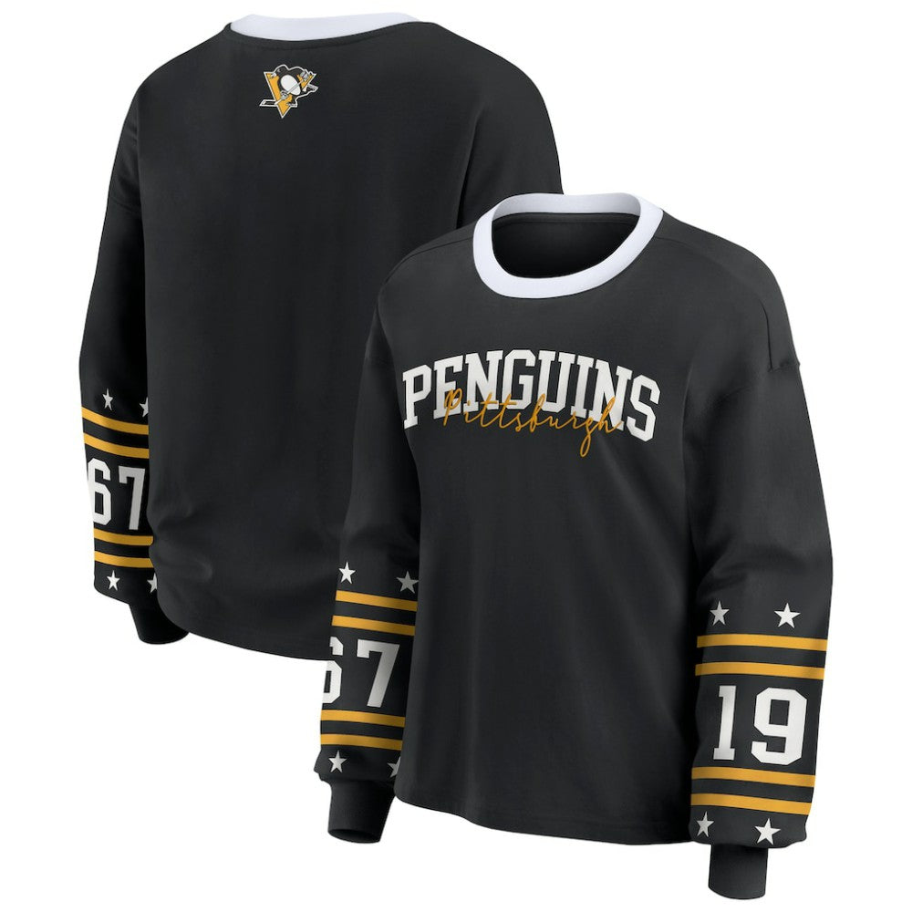 Pittsburgh Penguins WEAR by Erin Andrews Women's Long-Sleeve Sport T-Shirt - Black | US 202830814