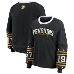 Pittsburgh Penguins WEAR by Erin Andrews Women's Long-Sleeve Sport T-Shirt - Black | US 202830814